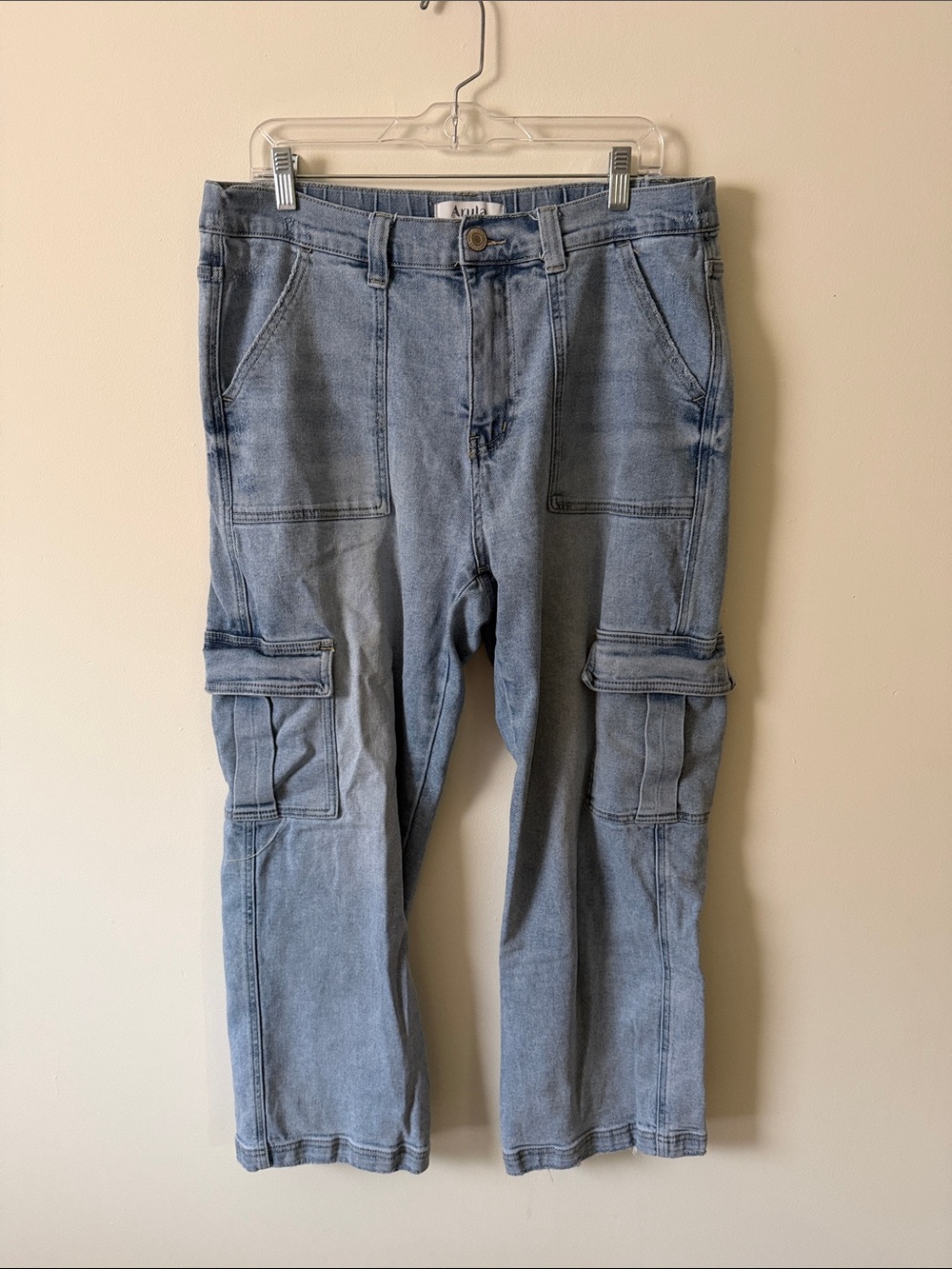 ARULA Women's Light Blue Cargo Jeans